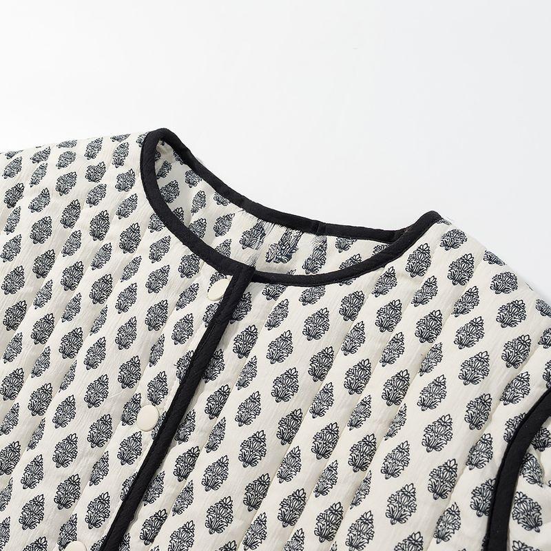 Zbzr Autumn New Women Clothes Western Style Fashion Simple and Versatile Print Quilting Long Sleeve Outerwear 1269460