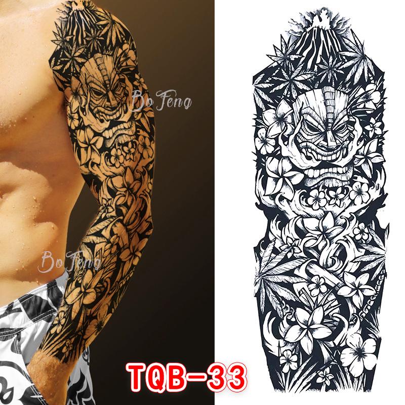 Waterproof Full Arm Floral Tattoo Stickers - Cross-Border Design for Europe & America