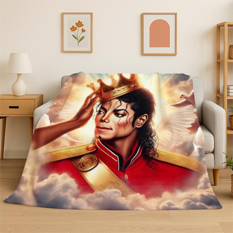 King of Pop Star MJ Michael Jackson Flannel Blanket Soft Warm Throw Blanket for Bedroom Living Room Bed Travel Camping Picnic