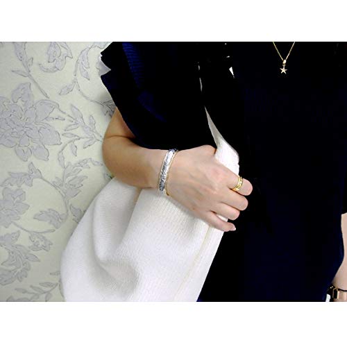 July Hawaiian Jewelry Bangle In Yellow Gold and Steel Silver, Honu Scroll Design, Small, for Men and Women