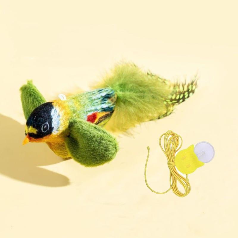 Cat Teaser Toy Interactive Imitation Bird Squeaky Catnip Kitten Toy Hanging Door Cat Feather Toy Accessories