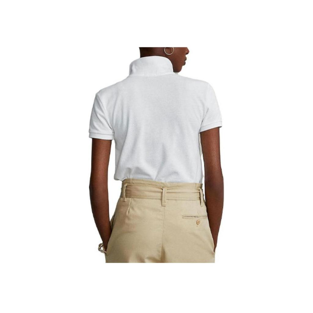 Polo Ralph Lauren SS23 Solid Color Logo Embroidered Short Sleeve Polo Shirt Women Tops White 211747409-004