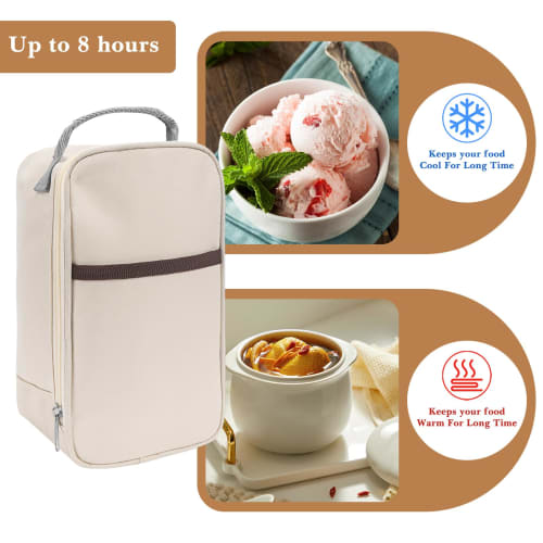 Linkidea Insulated Food Jar Bag, Tote Bag with Pockets, Portable Jar Bag for Office Work, Outdoor Picnics, THERMOS 24oz Lazycozy Compatible, Bidakid (