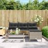 VidaXL Canapé de Jardin avec Table et Coussins en Forme de L, Siège de Patio, Meuble de Terrasse Balco Extérieur, Gris Clair 365577