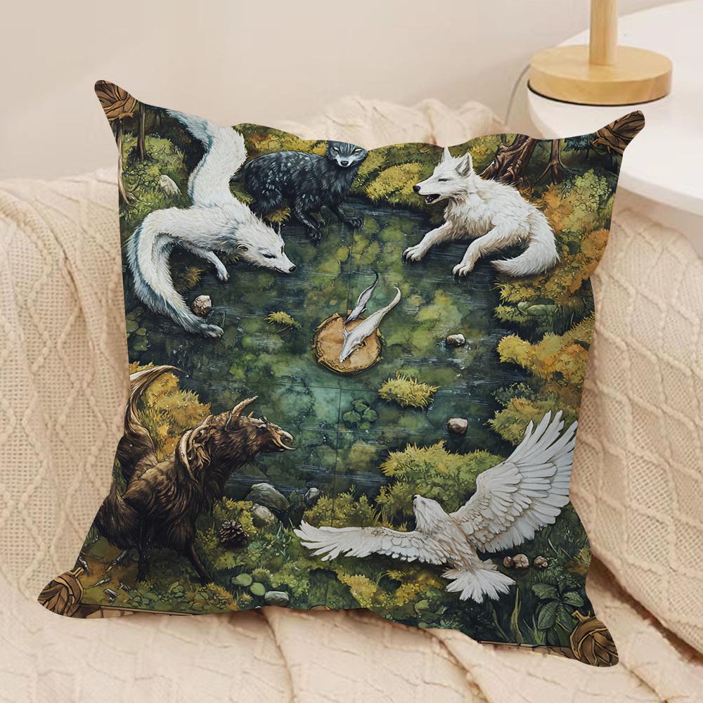Funny Animal Vintage Portrait Cushion Cover Silky Short Plush Invisible Zipper Dustproof Sofa Pillow Case For Home Decor