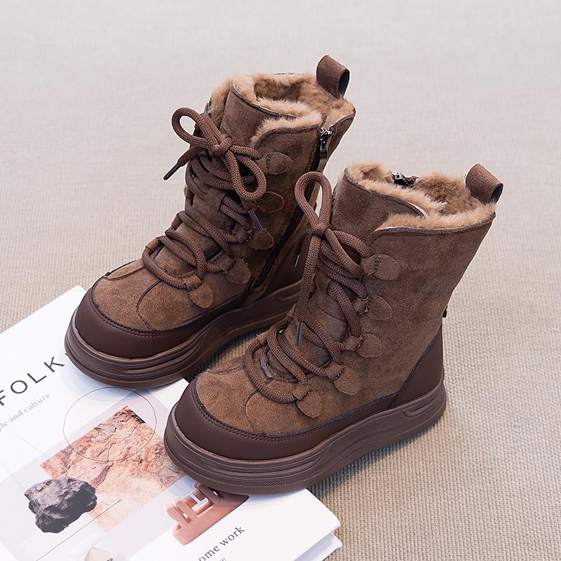 Kids' Fur-Lined Winter Snow Boots - Non-Slip, Waterproof, Warm Mid-Calf Design