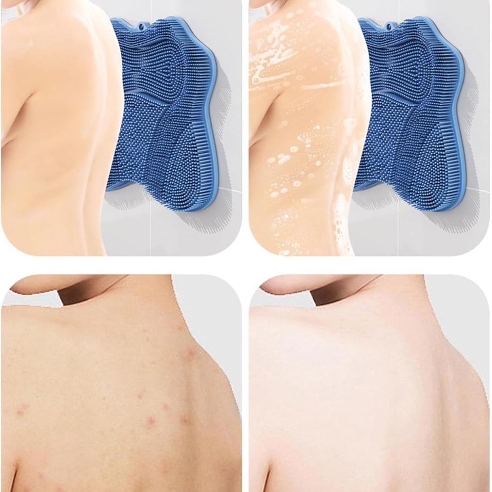 Shower Foot Scrubber Mat with Non-Slip Suction Cups, New Foot Back Cleaning Pad Back Washer Exfoliating Bath Wash Pad, Wall Mounted Slip Suction Cups