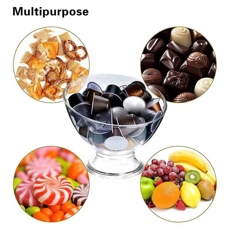 Koffiecapsulehouder, Plastic Koffiecapsule Organizer, Helder Glas Schuin Gesneden Schuin Snacksalade Fruit Snoep Schaal Decoratieve Kom