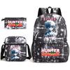 Hunter X Hunter Anime Print Student Backpack Casual Daypack for Boys Girls with Pencil Case 3 Piece Set