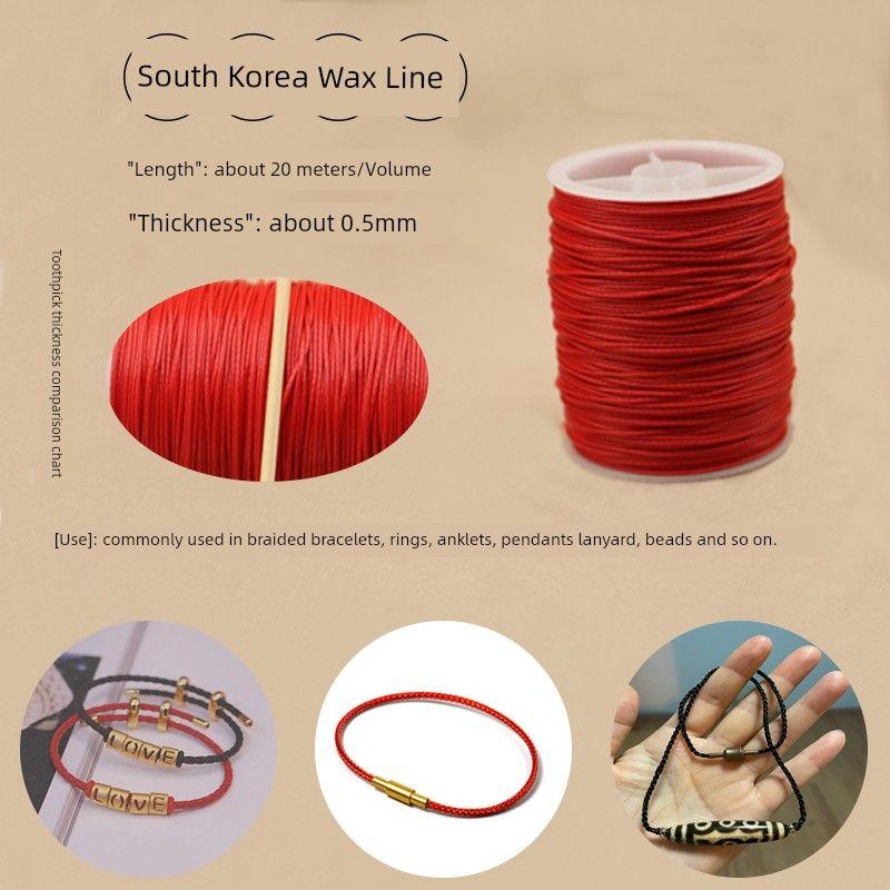 

Red Rope Bracelet Woven Carrying Strap Red Line Rope Red Braid Rope Fine Jade Line Red Rope Lanyard Handmade DIY Material Line South Korea Wax Wire 20 m-Red Diameter 0.5mm