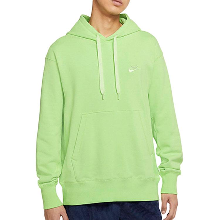 Nike Vêtements de sport Molleton French Terry Sweat à capuche Logo Brodé Manches Longues Homme Haut Vert Acide DA0024-399
