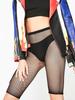 Women Sexy Fishnet Knee-length Tights Unisex Nylon Black Bottomed Short Pantyhose Club Mesh Hollow Out See Through Shorts Tights