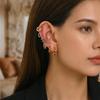 7pcs Colorful Crystal Earrings Set for Women Exquisite Gold Color Copper Zircon Ear Cuffs Earrings Luxury Party Wedding Jewelry