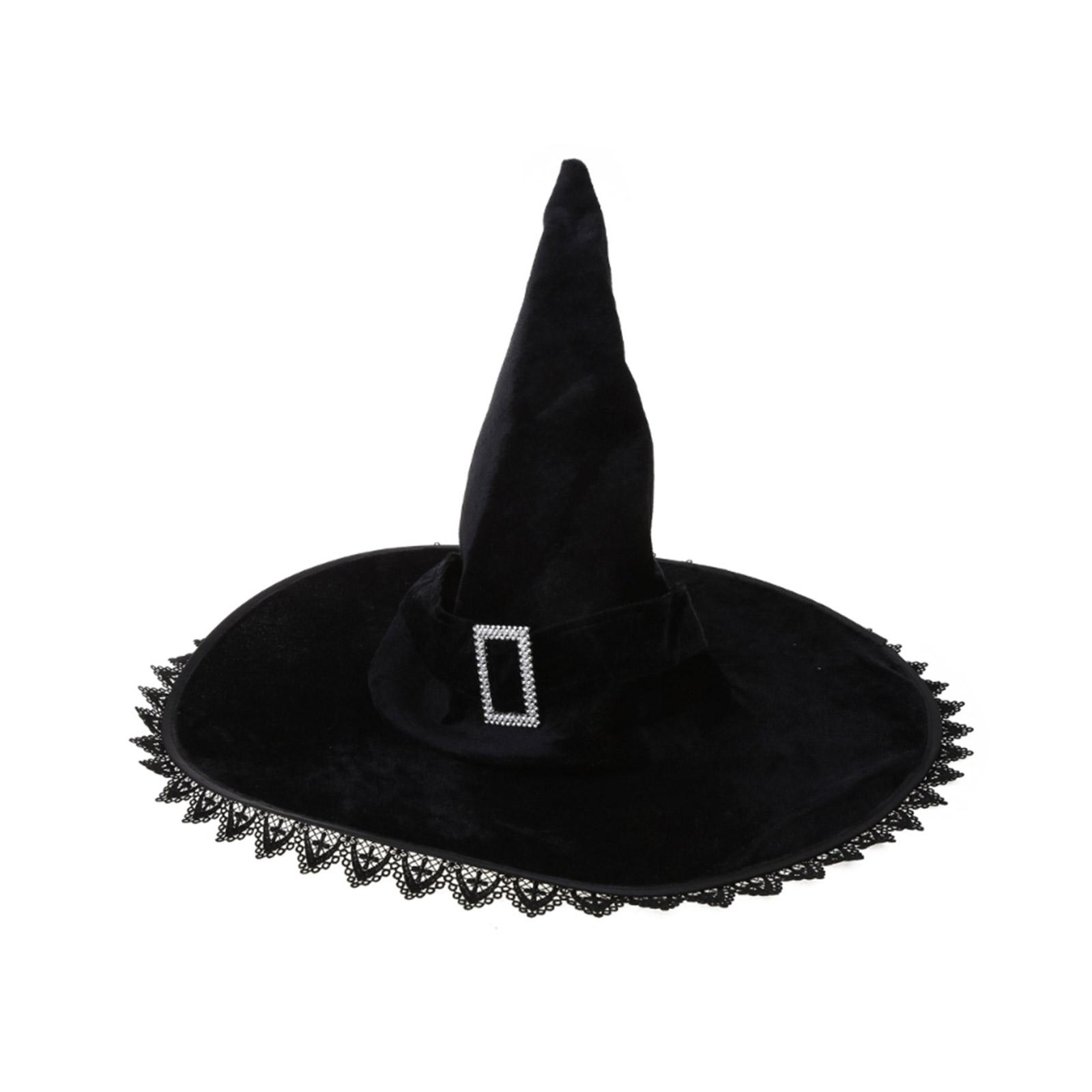 

Party Witch Hat for Women Wide Brimmed Black Wizard Cap Fashion Cosplay Costume Fedora Musical Festival Hat 3