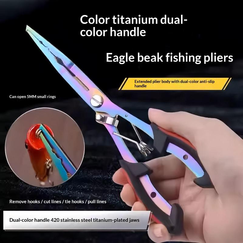 Portable Fishing Path Pliers Coated With Colored Titanium Multifunctional Fishing Pliers Gripper Stainless Steel Hook Cutter