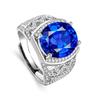 Luxury Oval Simulated Sapphire Silver Engagement Ring