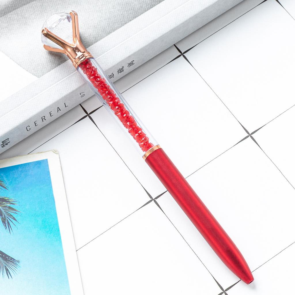 Large Diamond Ballpoint Pen Crystal Rotating Black Refill Pen Imitation Metal Luxury Office Oil Ball Point Pen School Supplies