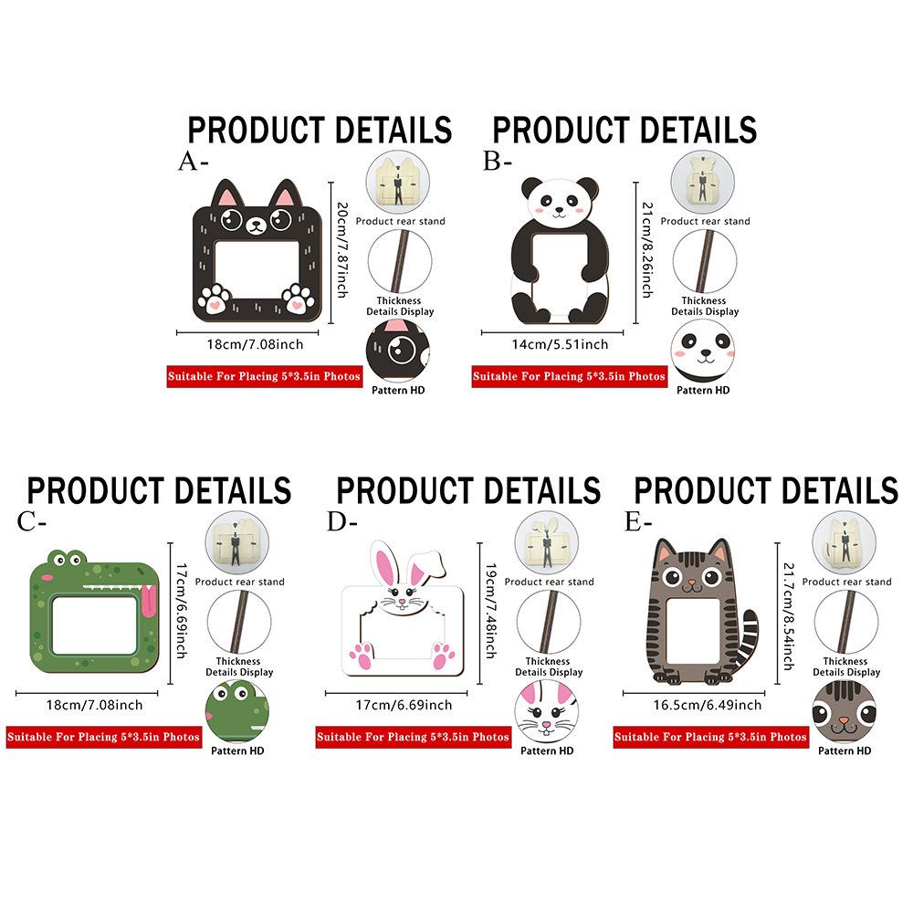 Animal-Shaped Wooden Desktop Photo Frame (Panda, Cat, Rabbit, Frog)