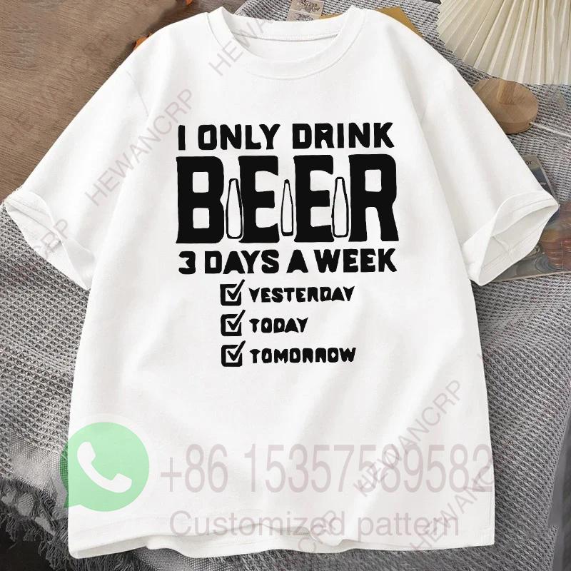 Ich trinke nur 3 Tage die Woche Bier Herren Trainingsanzug T-Shirt Baumwolle Lässig Sportbekleidung Rundhals Pullover Kurzarm Sommer Streetwear