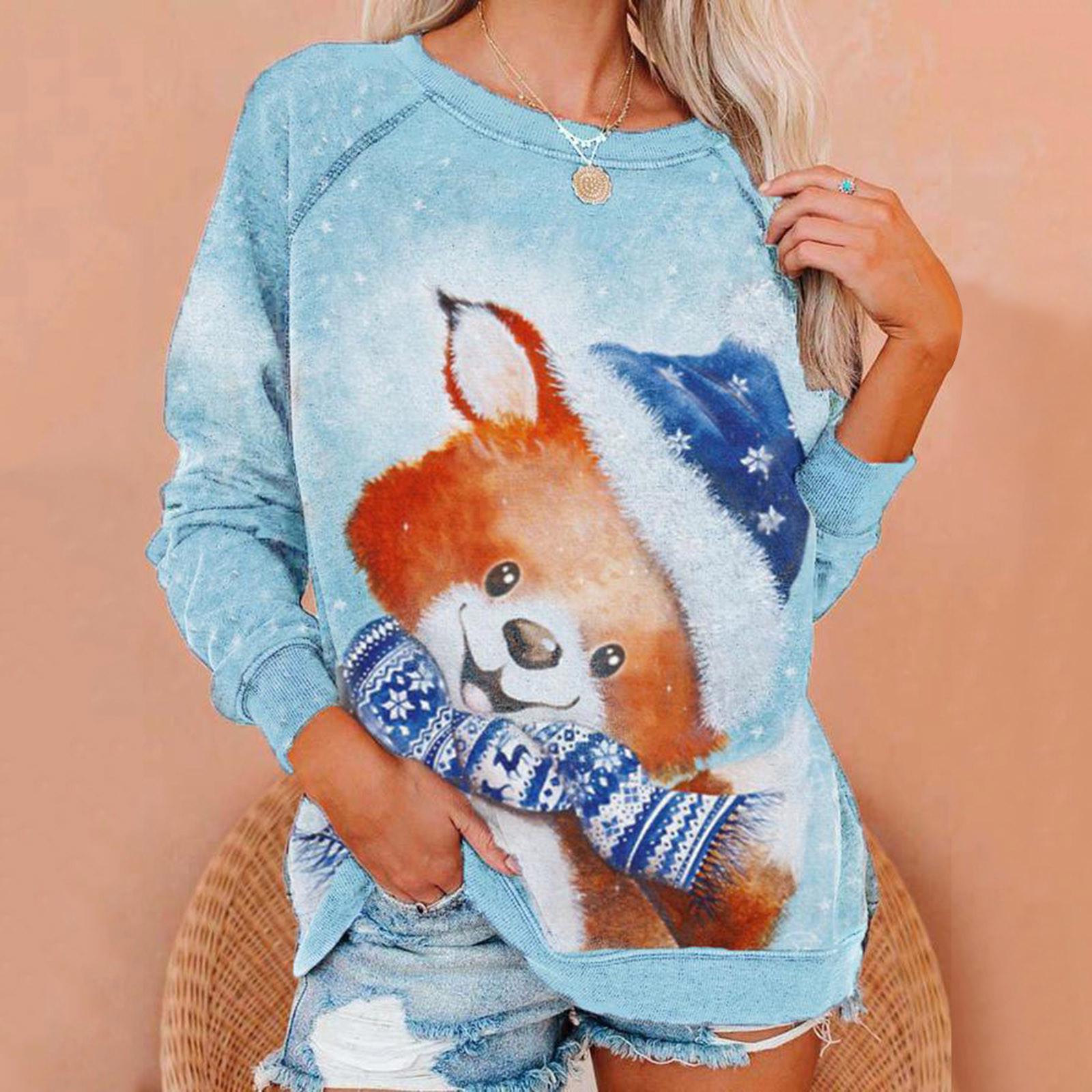 

Модный женский рождественский свитшот с длинным рукавом L