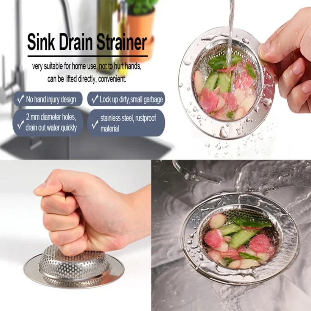 Kitchen Sink Garbage Filter Mesh Anti-block Sink Hair Food Catcher Reusable Stainless Steel Sink Drain Filter Net Easy Clean