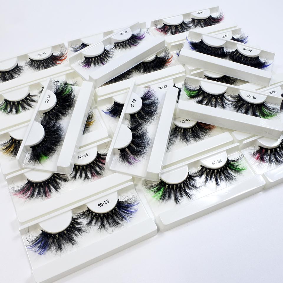 25mm Mink Eyelashes Newest Colored Lashes Dramatic Party Long Volume 3d Eyelashes Supplies Makeup False Eyelashes