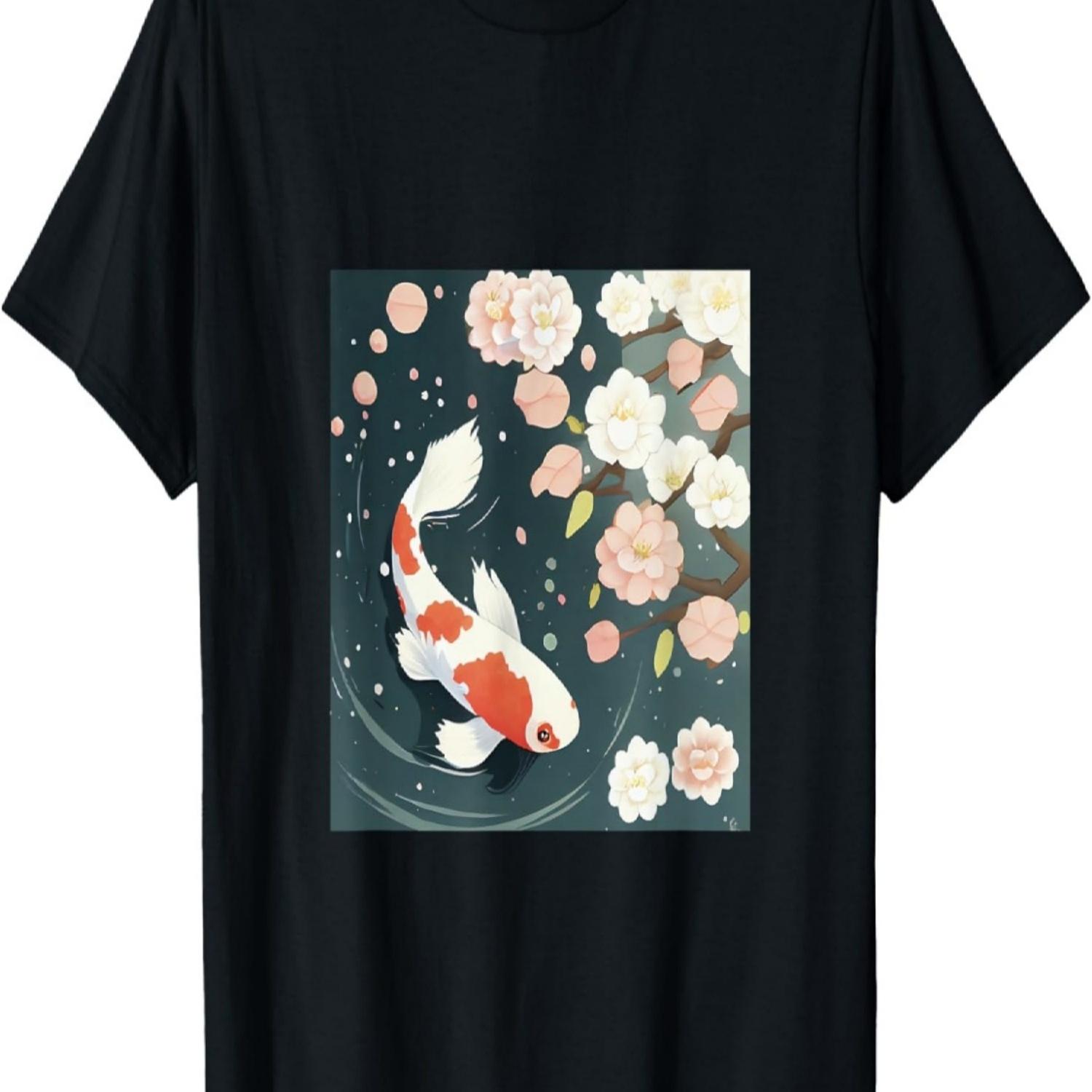 Kawaii Cute Koi Fish cherry blossom flowers petals sakura T-Shirt S