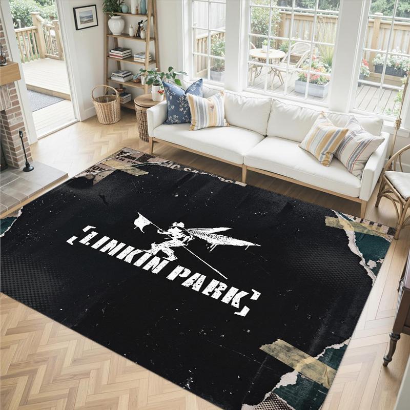 Linkin Park Design Crystal Velvet Carpet Cozy Non?Slip Printed Rug For Bedroom Living Room Entrance
