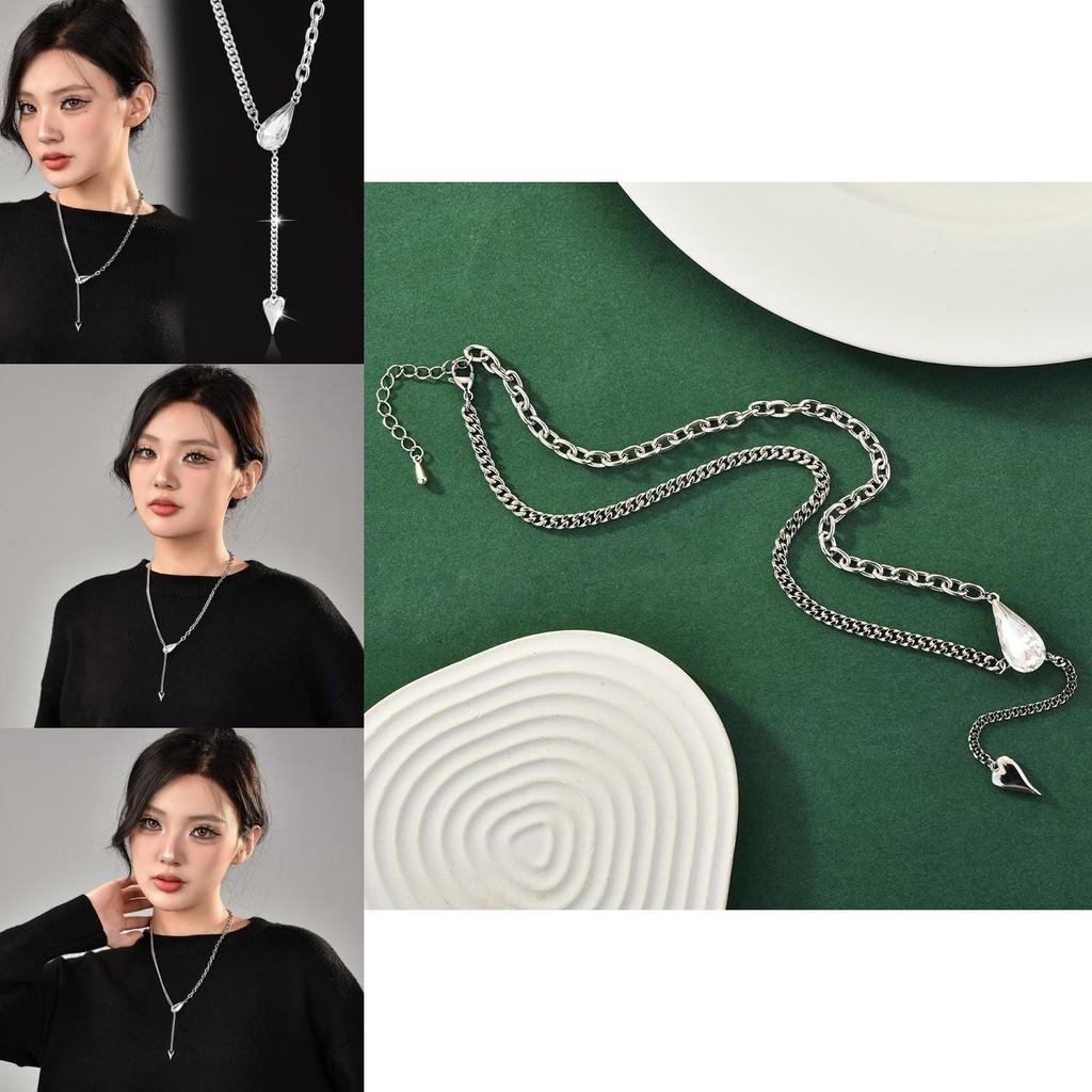 Premium Water Drop Crystal Lock Chain Necklace For Women Featuring Stylish Layered Elements