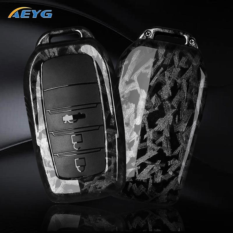 Abs Carbon Fiber Car Key Case Cover For Toyota Chr Hilux Fortuner Land Cruiser 200 Camry Corolla Crown Rav4 Highland Accessories