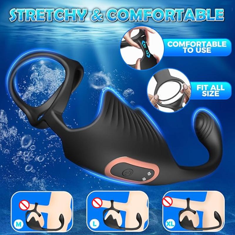 Vibrating Cock Ring Testis Stimulator with Remote Control Anal Plug Prostate Massager Penis Ring Male Vibrators Pleasure Sex Toy