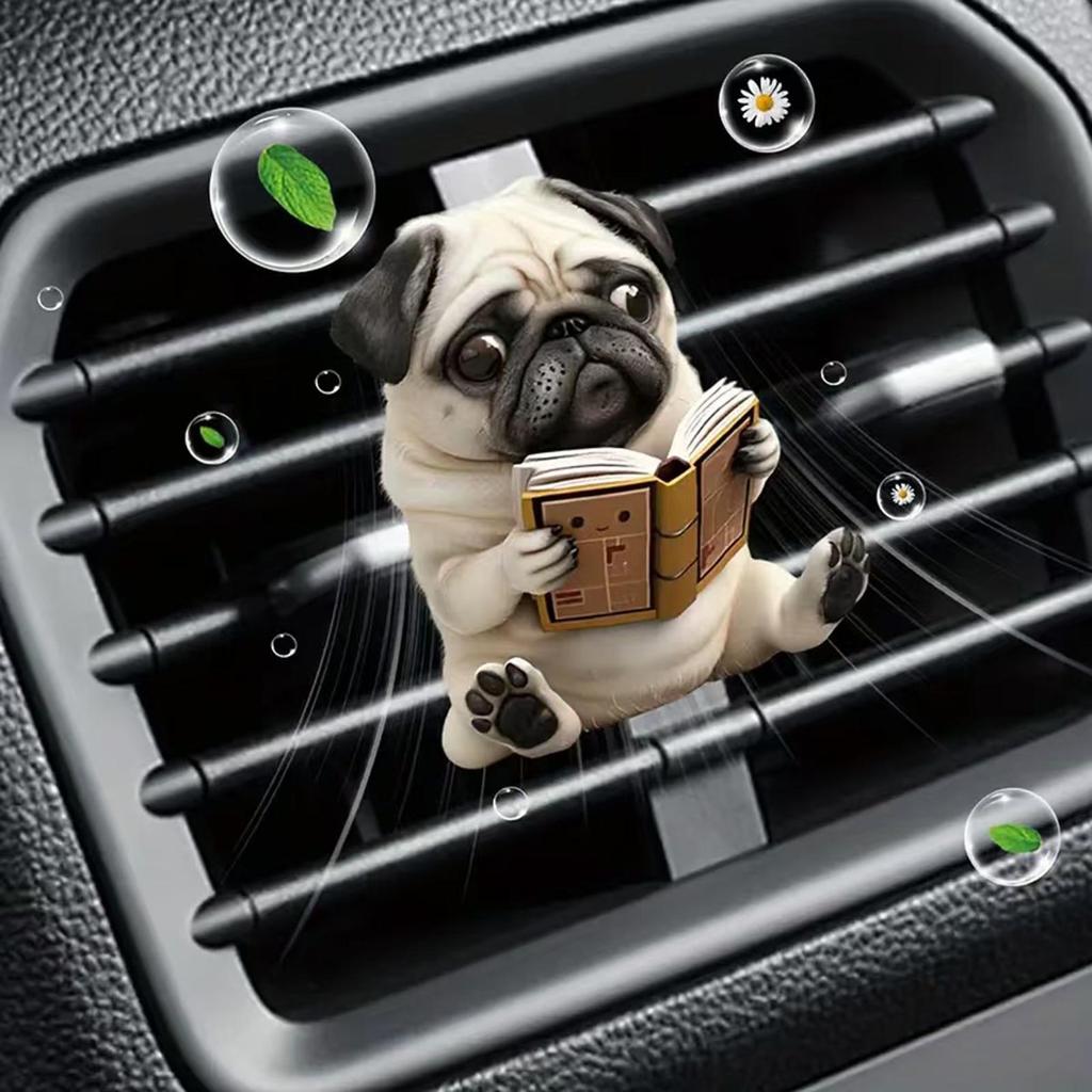 Car Air Freshener Vent Clip Air Vent Dog Car Fragrance Diffuser 2D Acrylic Aromatherapy Diffuser Long-Lasting Scent Vehicle