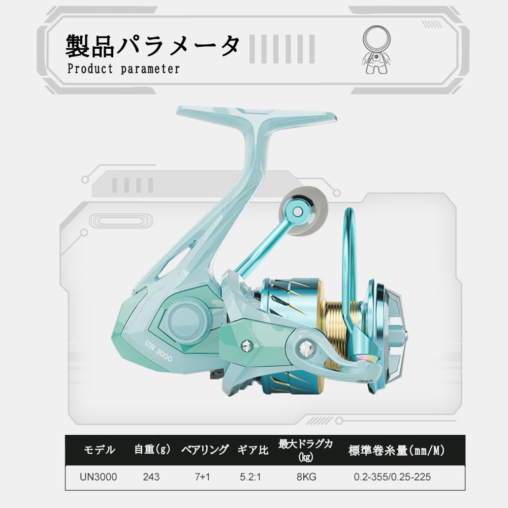 Spinning reel Ajin reel Trout reel Shore jigging reel Gear ratio Maximum drag force 8kg Left and right interchangeable handles Rockfish Trout Seabass