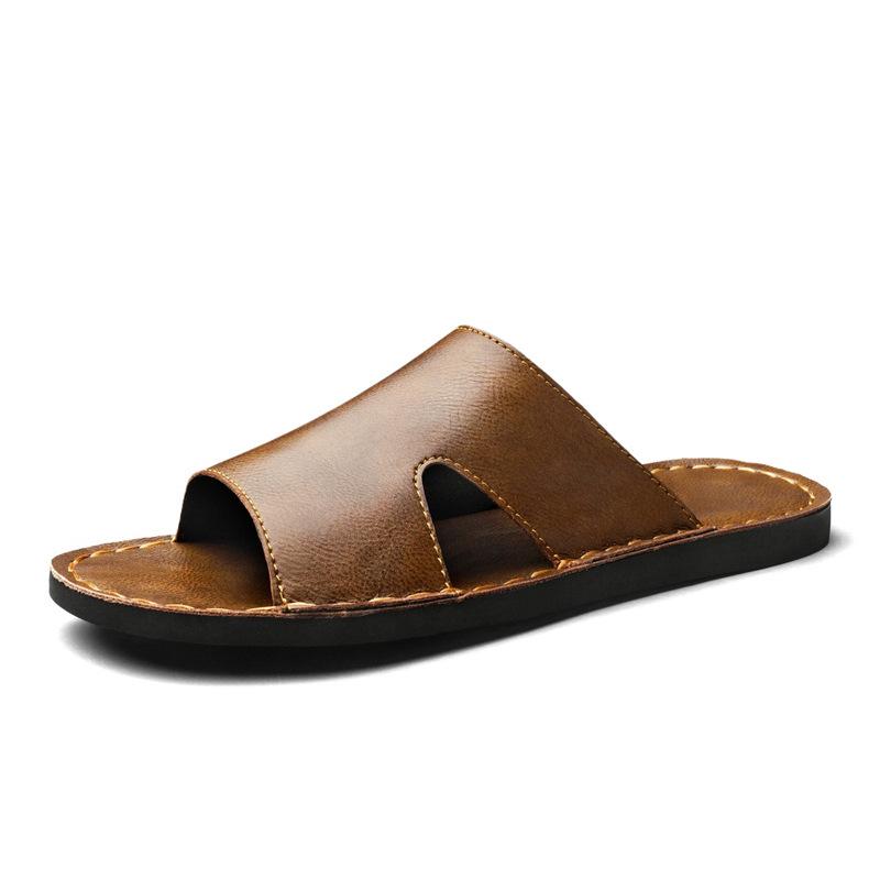 Men's Summer British Style Sandals: Single Strap Non-slip Beach and Outdoor Casual Slippers, Large Size