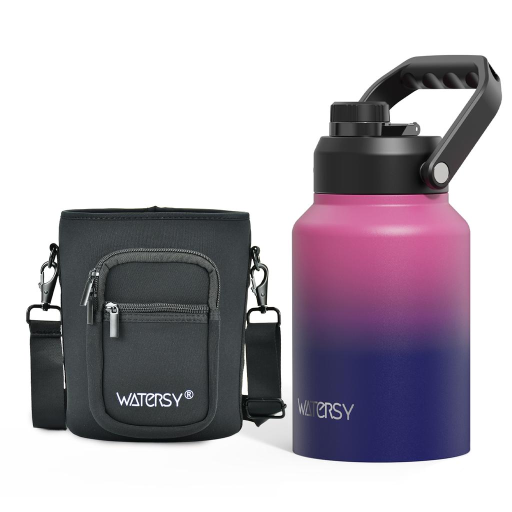 WATERSY 1.8L Insulated Water Bottle 64oz Stainless Steel Thermal Large Capacity with Handle for Outdoor Camping Vacuum Flask