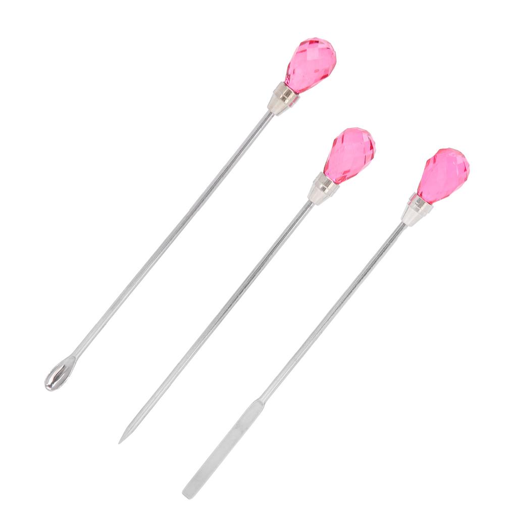 3Pcs Professional Nail Art Stirring Rod Spatula Set Stainless Steel Needle Stick Nail Tools