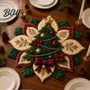 Vánoční střed stolu Šití Sváteční DIY sada Látka Poinsettia Dekor Prošívaný květinový patchwork Ozdoba Materiály
