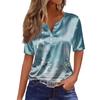 Women's Fashion Casual Retro Print  Collar Short Sleeve Button T-Shirt Top