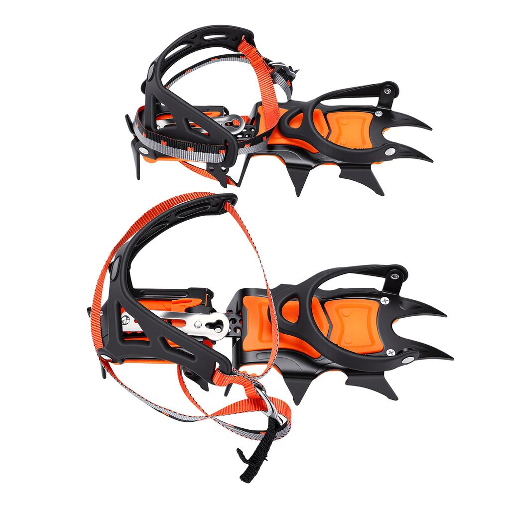 12 Spikes Ice Cleats Adjustable Crampons for Hiking Climbing Snow Walking Shoes Men and Women with Storage Bag 12 Teeth