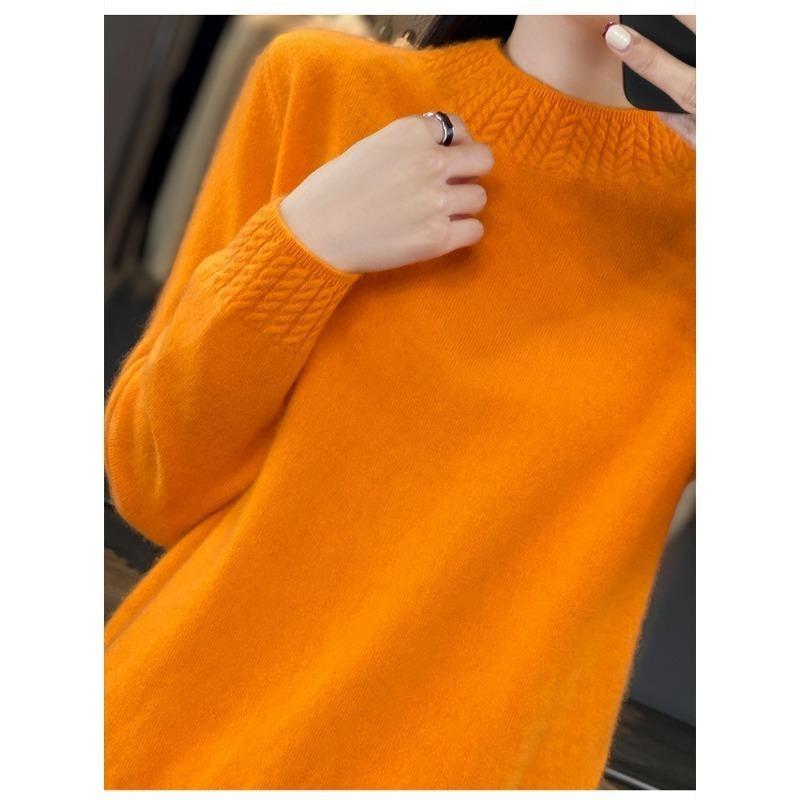 Fashion Long Sleeve Loose Knitted Sweater for Women Half High Collar Base Autumn Winter Pullovers Sweaters Women Casual Solid Ladies Knitwears 2374