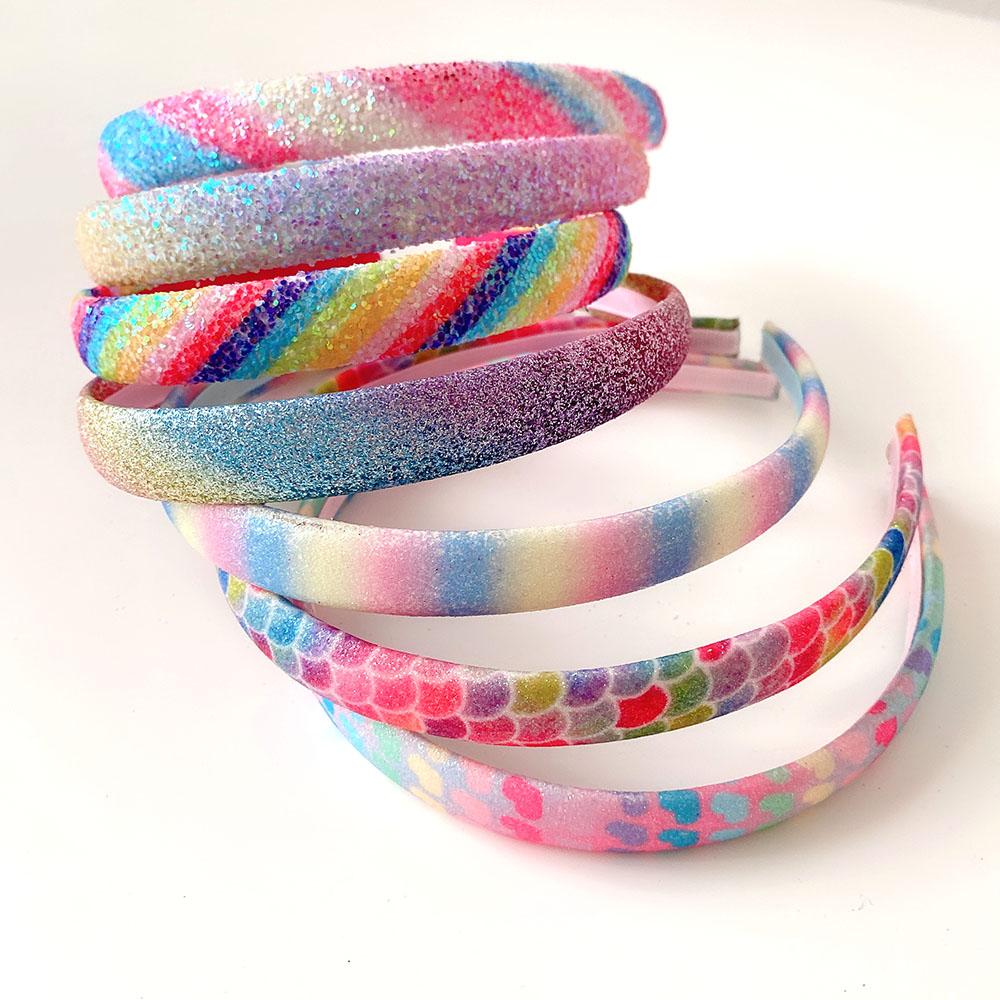 Shiny Sweet Heart Printed Bling Headbands Hair Accessories Women Hairband Colored Sequins Glitter Rainbow Headband for Girls