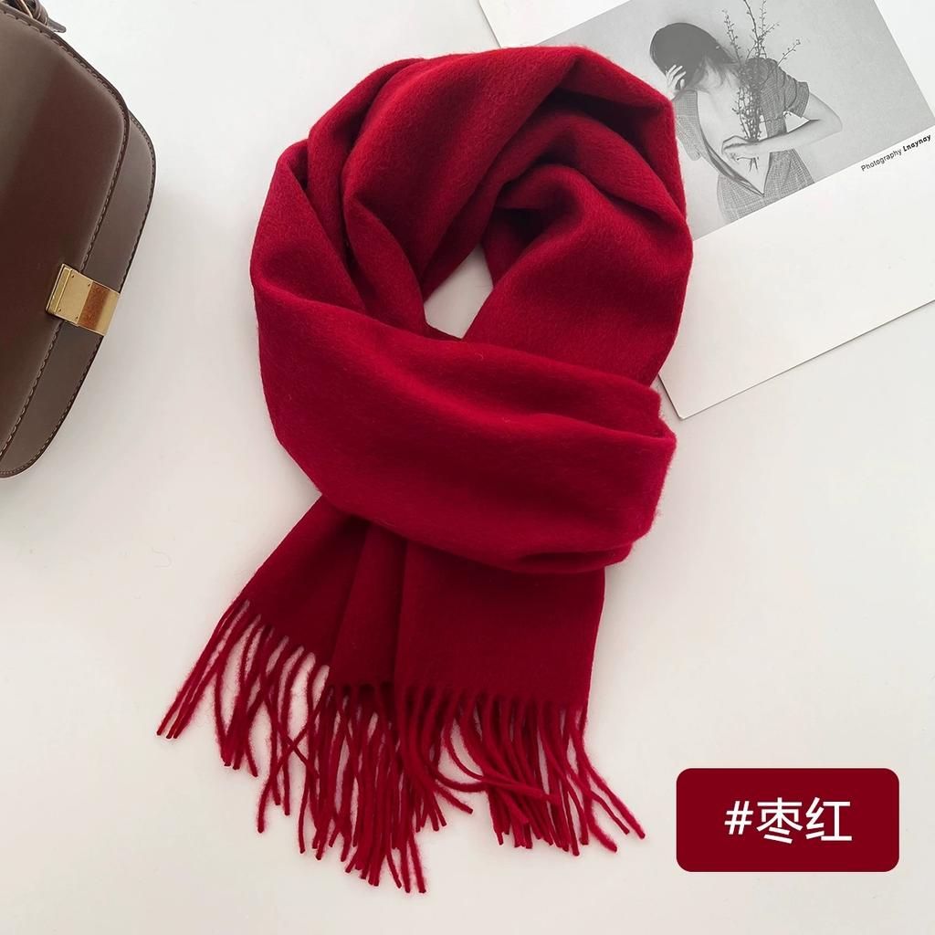 100% Wool Winter Scarf For Women Long Warm Cashmere Scarves Hijab Solid Lady Shawl Wrap Female Pashmina Bandana Head Scarfs