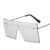 Oversized Rimless Sunglasses for Women Metal Gradient UV400 Luxury Fashion Shades Eyewear