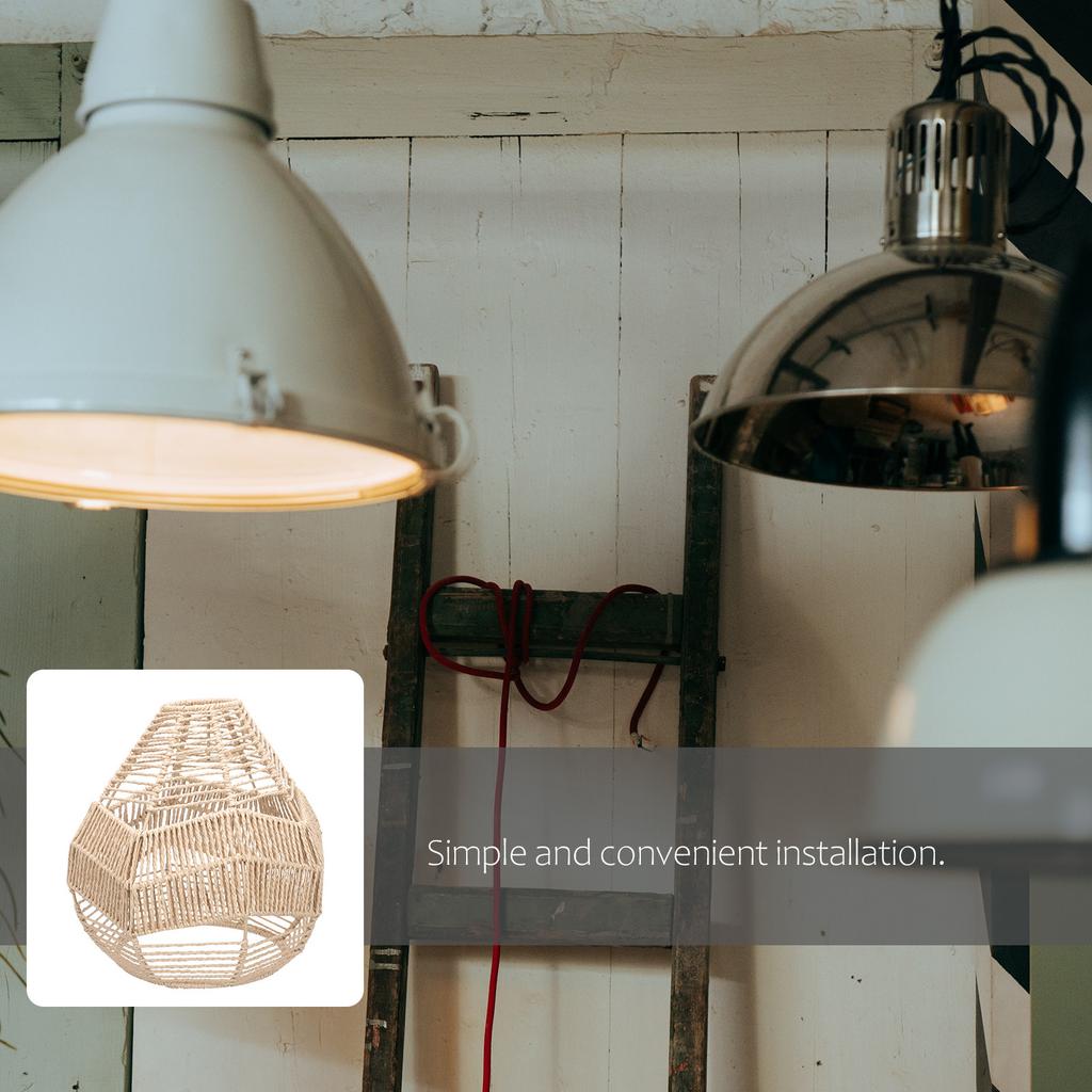 Imitation Rattan Lampshade Woven Paper String Home Hanging Lamp Decorative Ceiling Pendant Light Cover Retro Design Hotel Bar