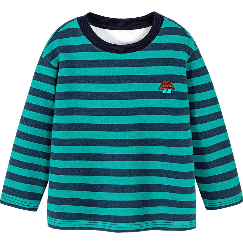 Minibala Kids  Striped Fleece-Lined Long-Sleeve T-shirt 150