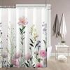 1Pcs Pink Flower Branch Print Shower Curtain, High Quality Polyester Fabric With Hooks, Suitable For Bathroom Decoration