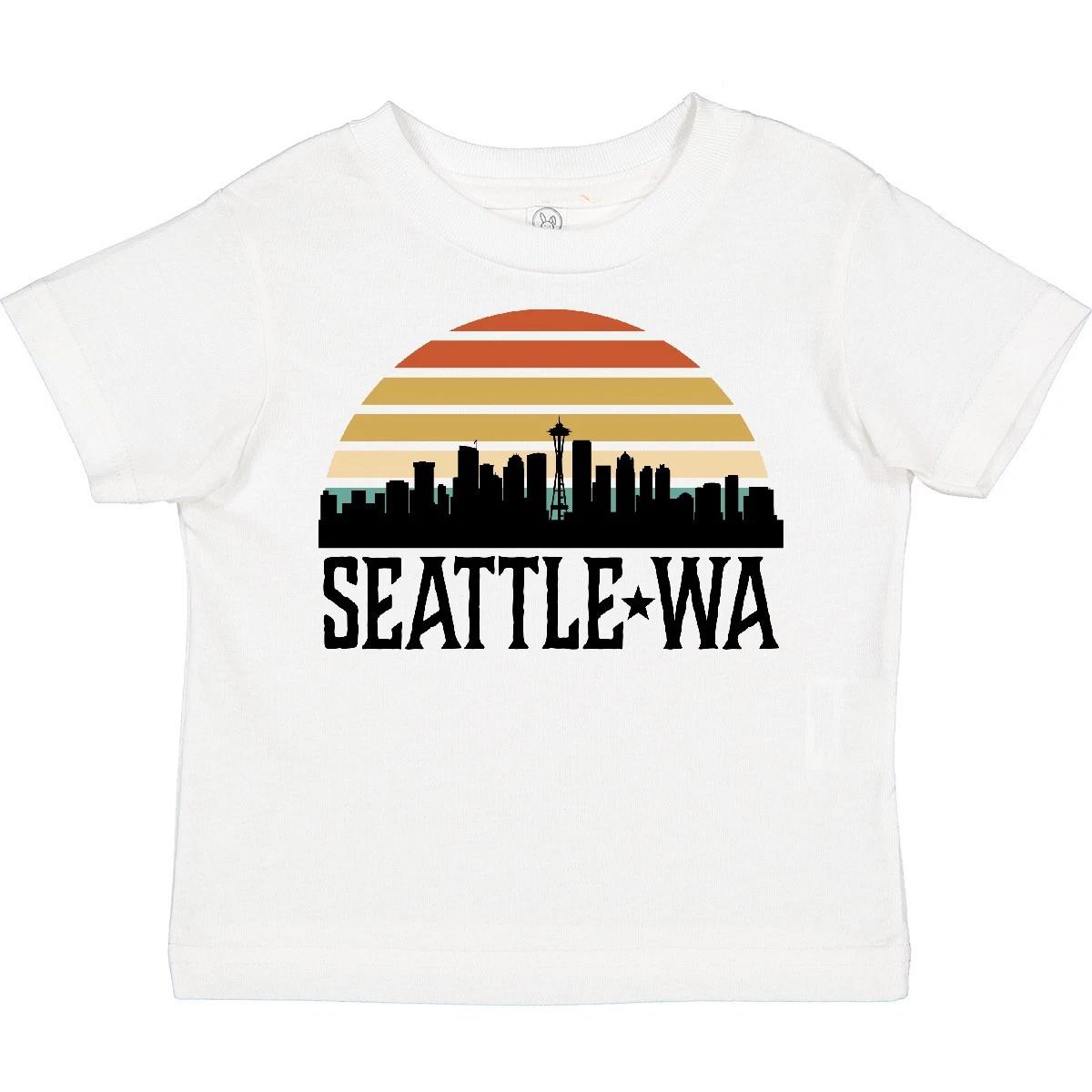 Inktastic Seattle Washington Skyline Sunset Toddler T-Shirt Cities 80s Clothing 130