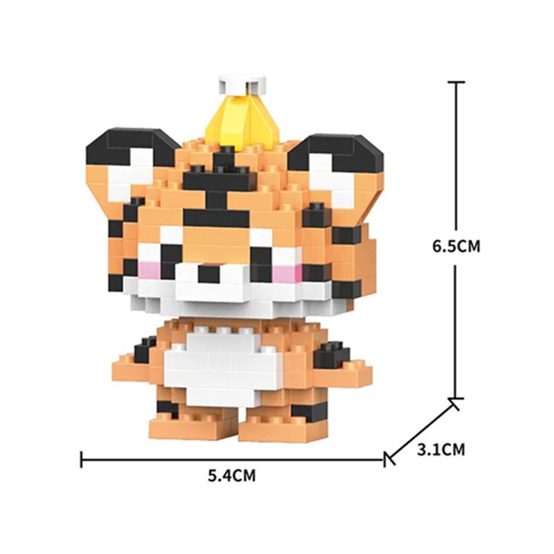 Animals Lion Tiger Piglet Micro Particle Building Blocks Toy for Children Old Boy Birthday Gift Dog Cat Mini Bricks Girl Toys