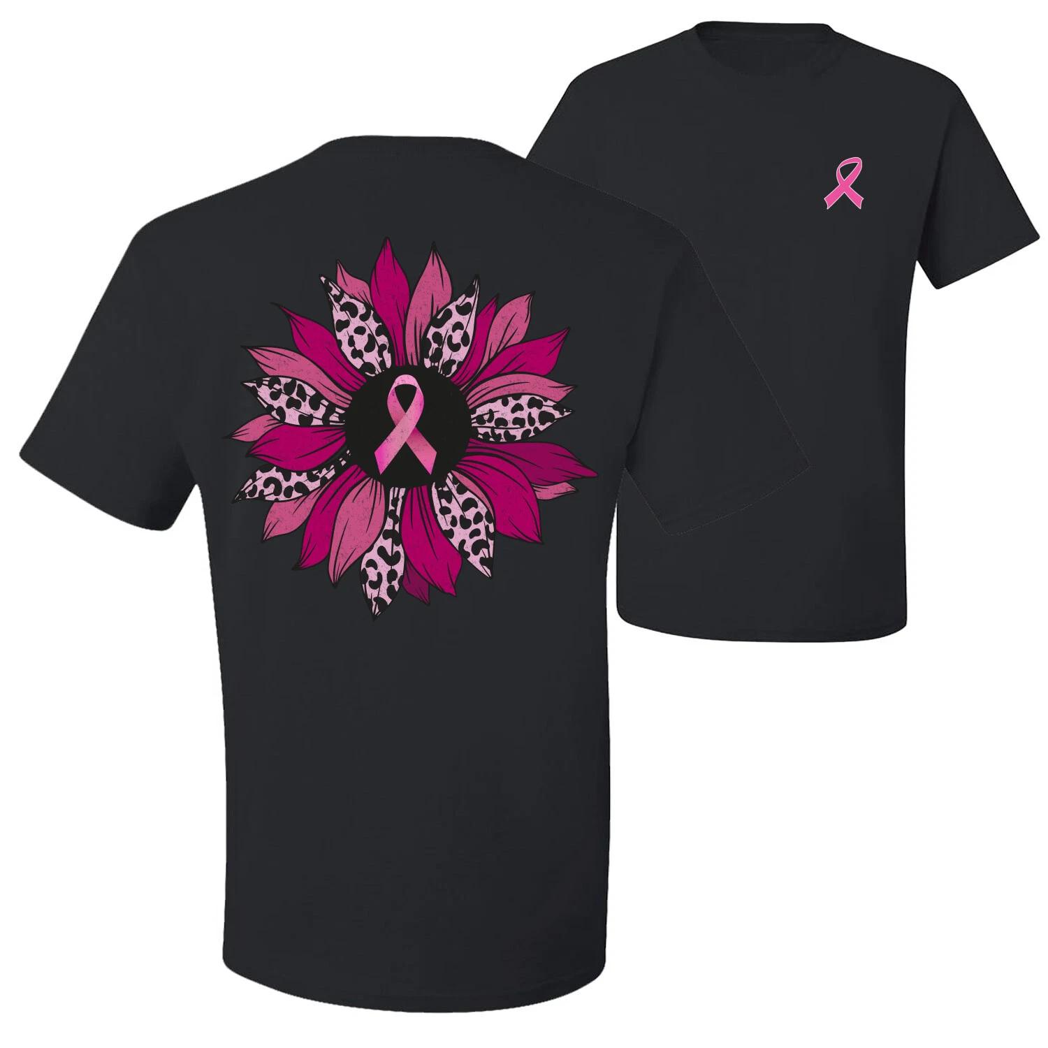 Pink Cheetah Print Breast Cancer Carnation Flower Men Graphic T- Shirt M