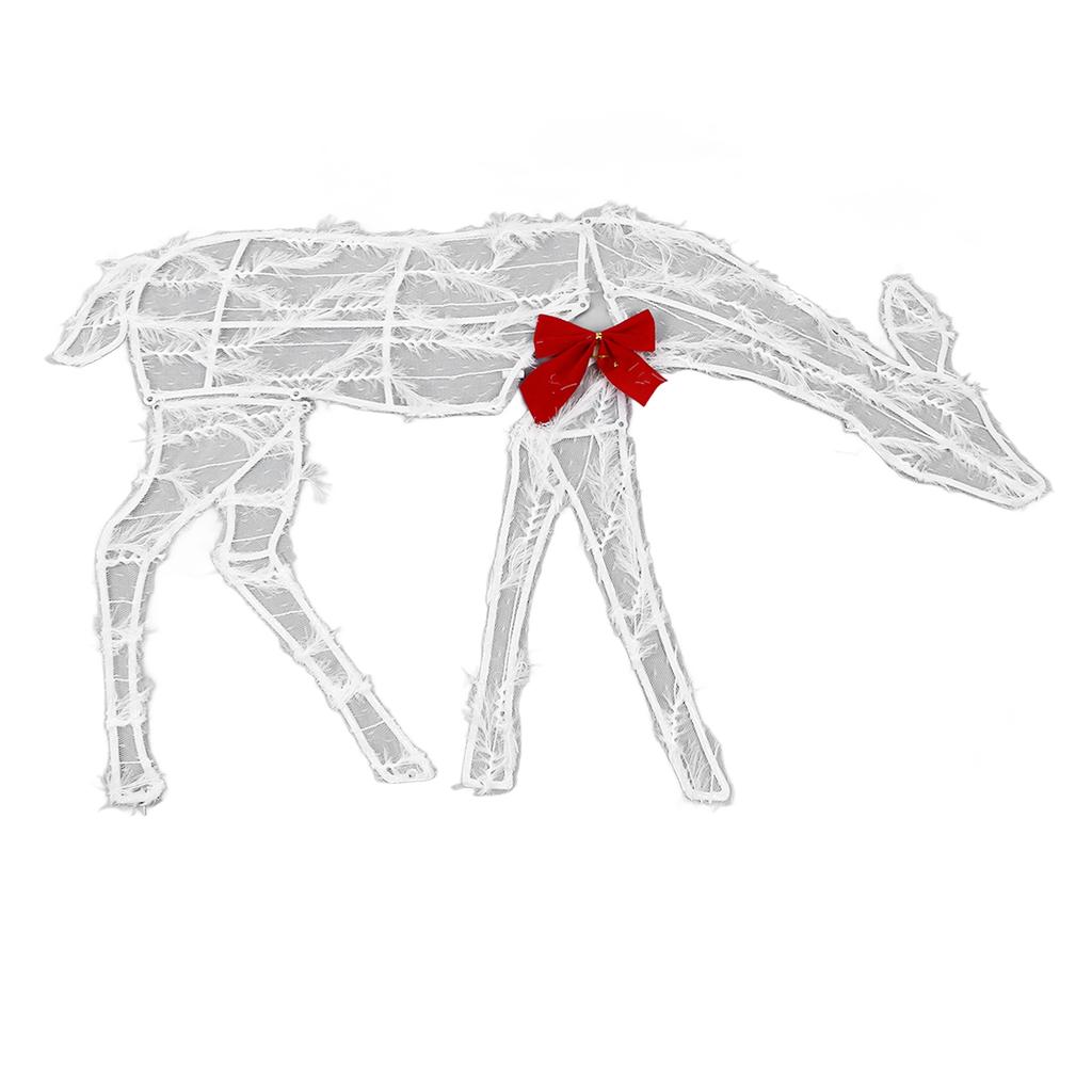 3 Piece Lighted Christmas Deer Family Set Outdoor Yard Decoration with LED Lights Red Bows Mother Child Reindeer Garden Decor